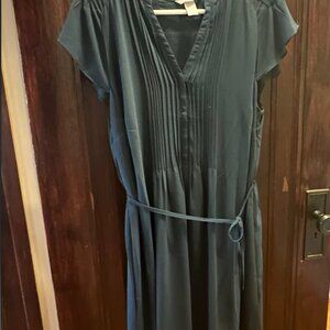 WORN 1X Teal Flutter Sleeve, elastic waist with tie v-neck Spring & Summer Dress